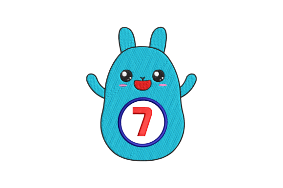 Cute Rabbit Number 7: A Charming Back-to-School Embroidery Pick